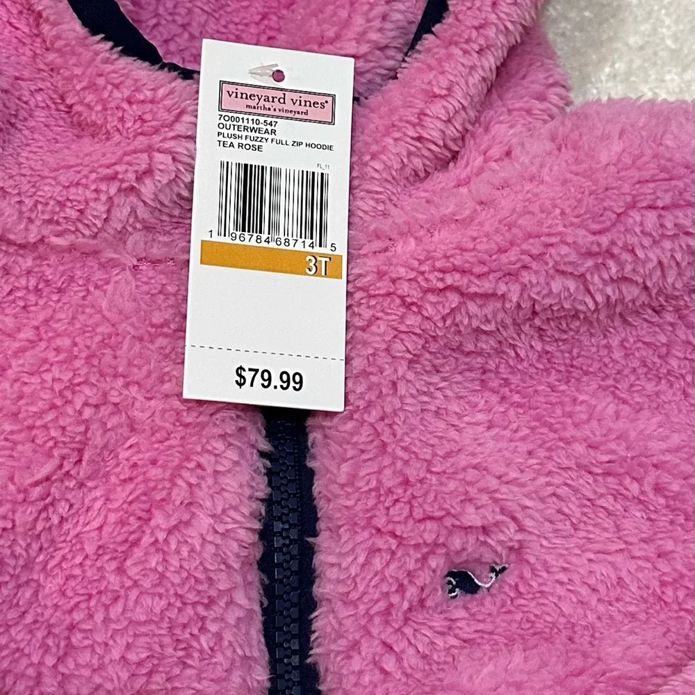 NWT 3T Vineyard Vines Pink Fleece Zip Up Jacket - Picture 2 of 3